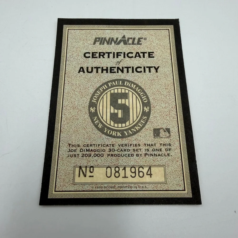 1993 Pinnacle Joe DiMaggio Exclusive 30 Card Set Limited Edition Tin COA Lens